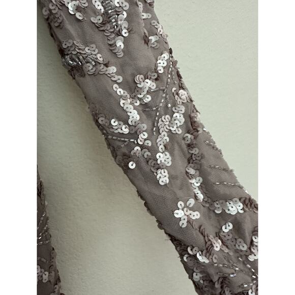 Mac Duggal Pink Long Sleeve Sequin Embellished Cocktail Dress Size 6 - Picture 4 of 12